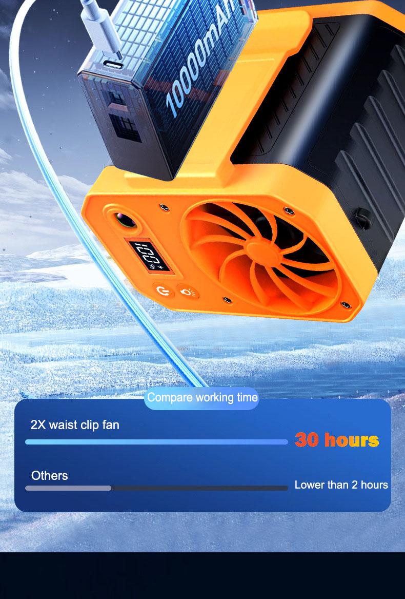 Wearable Portable Waist Clip Fan High Speed Air Cooling Fan