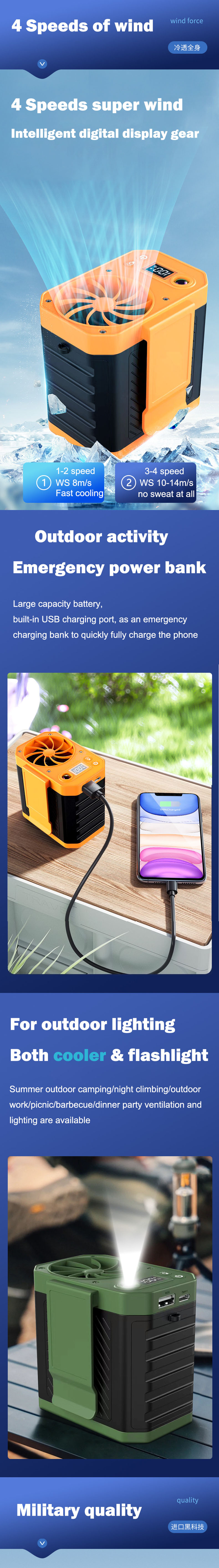 Wearable Portable Waist Clip Fan High Speed Air Cooling Fan