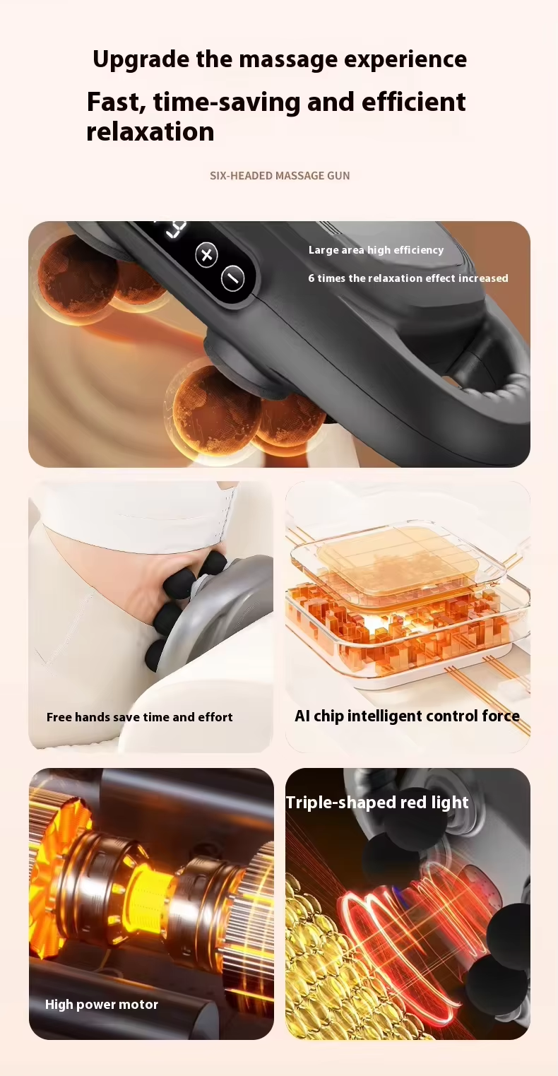 Handheld Fascia Gun 9 Speed 6 Ball Heads Muscle Massage Gun