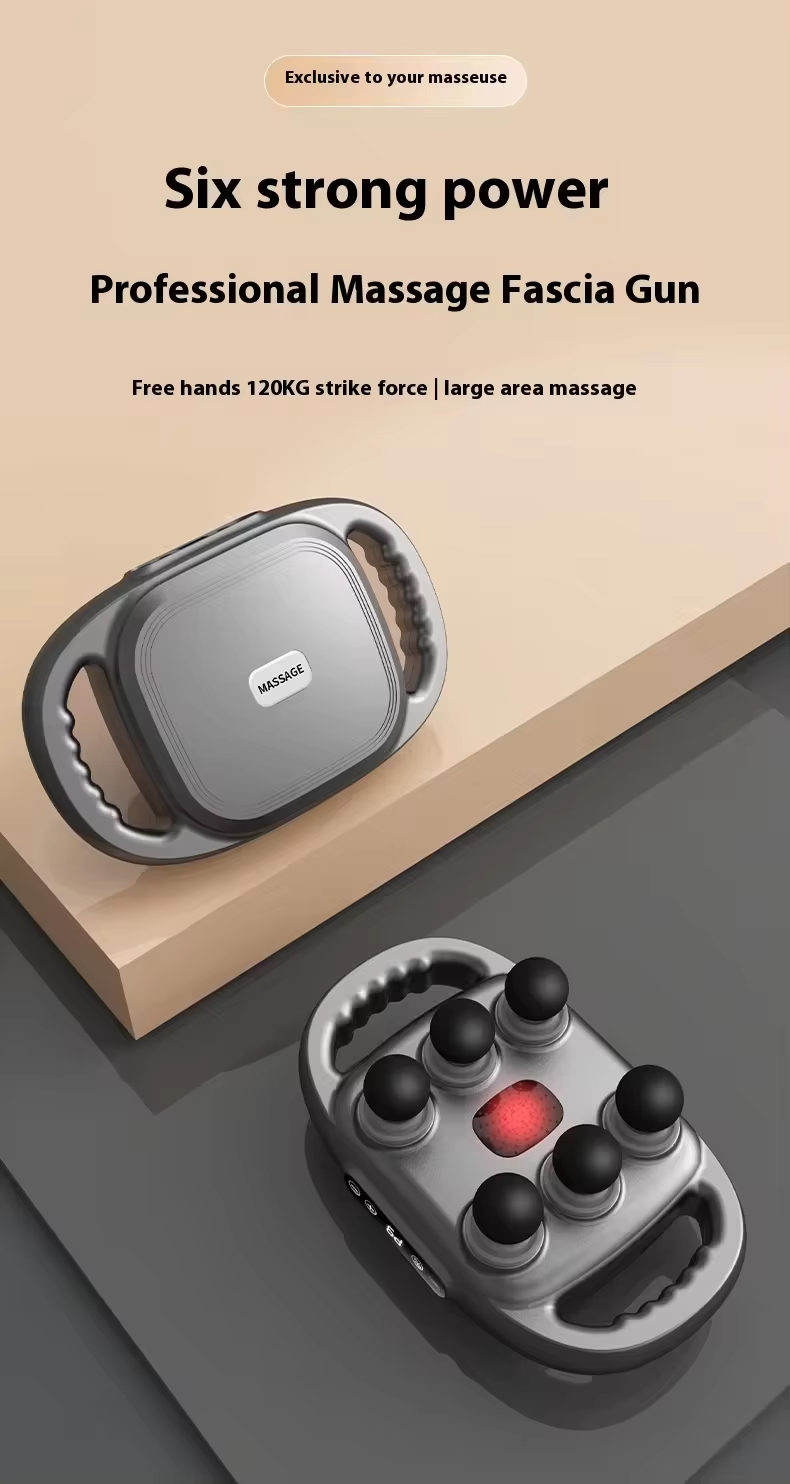 Handheld Fascia Gun 9 Speed 6 Ball Heads Muscle Massage Gun