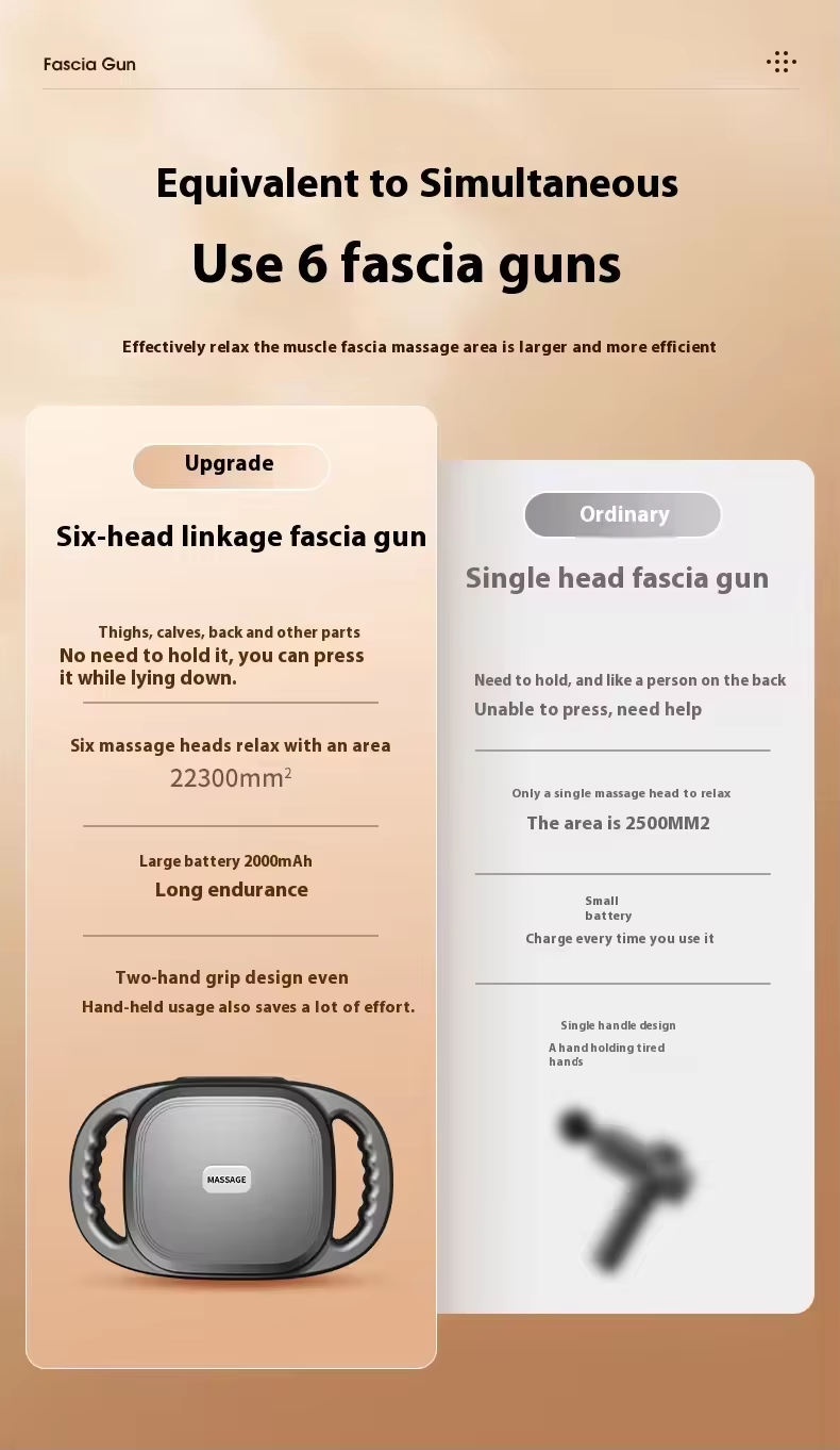 Handheld Fascia Gun 9 Speed 6 Ball Heads Muscle Massage Gun