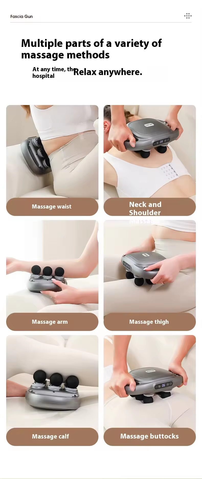 Handheld Fascia Gun 9 Speed 6 Ball Heads Muscle Massage Gun