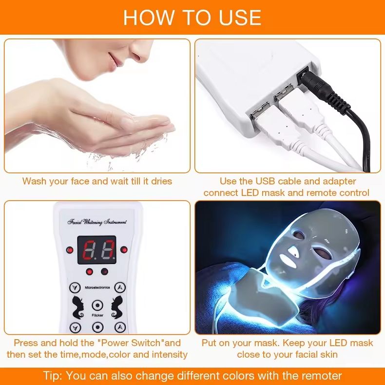 7 color beauty mask photon tender skin seven color neck spectrometer home face LED beauty mask