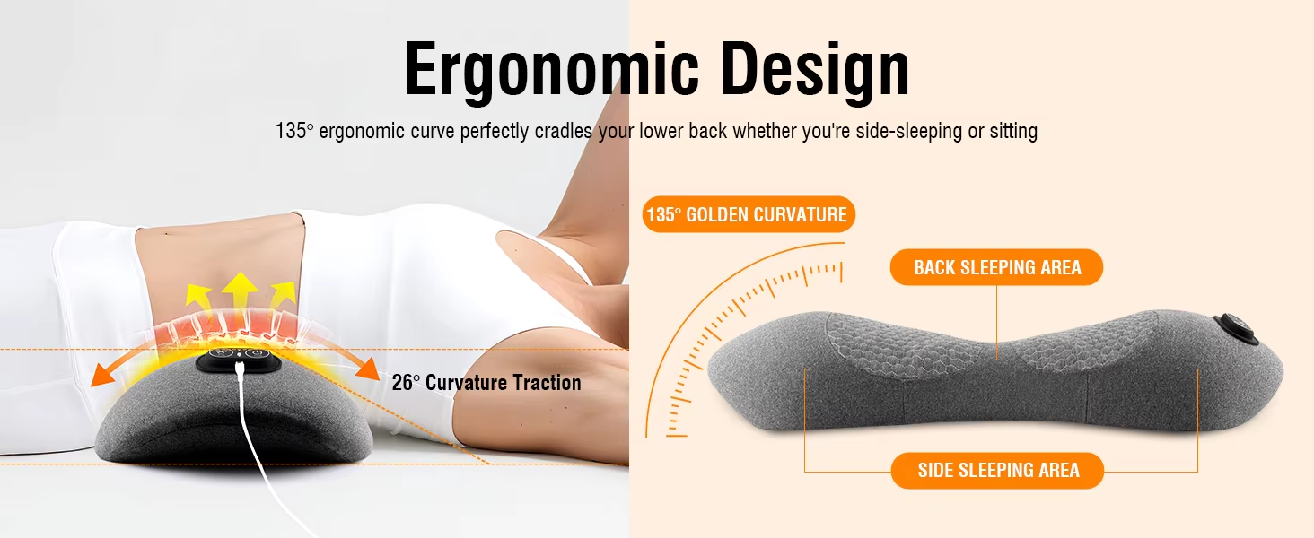 3‑in‑1 lumbar massage pillow memory foam waist support pillow for lower back pain relief 3‑in‑1 lumbar massage pillow memory foam waist support pillow for lower back pain relief